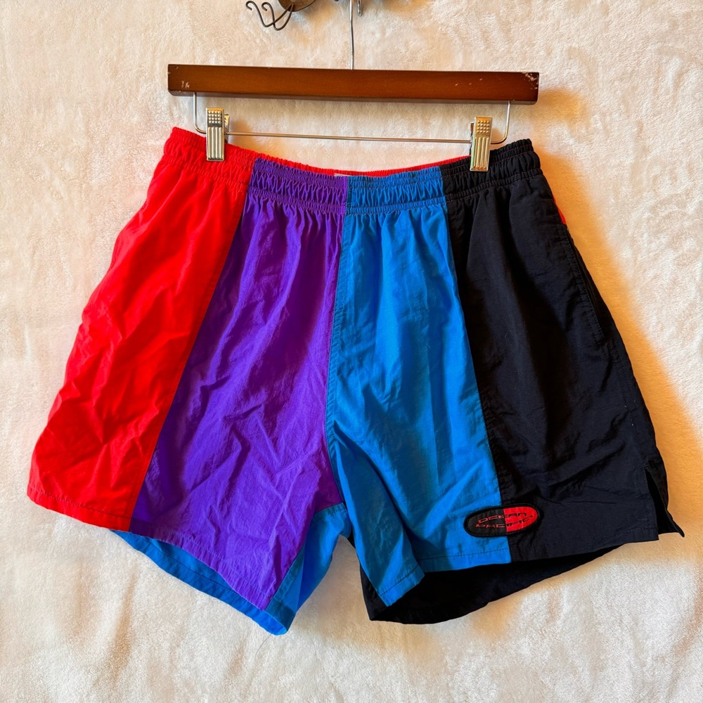Vintage Ocean Pacific OP Color Block Swim Shorts Men's large